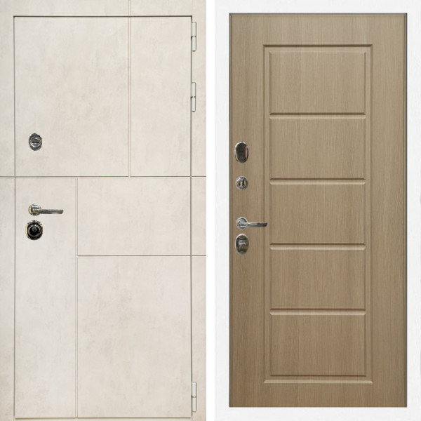 Входная дверь Лофт Бетон Светлый + ФЛ-39 эко дуб