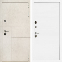 Входная дверь Лофт Бетон Светлый + Гладкая белый матовый