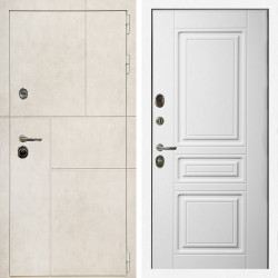 Входная дверь Лофт Бетон Светлый + Классика белый матовый