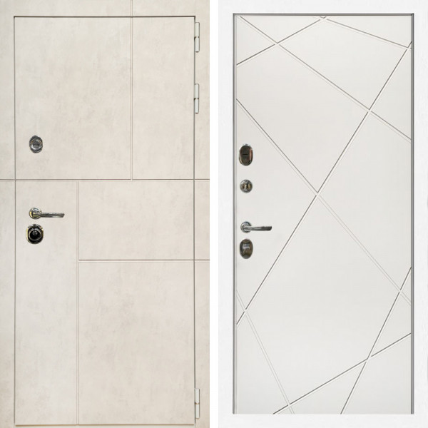 Входная дверь Лофт Бетон Светлый + Лучи белый