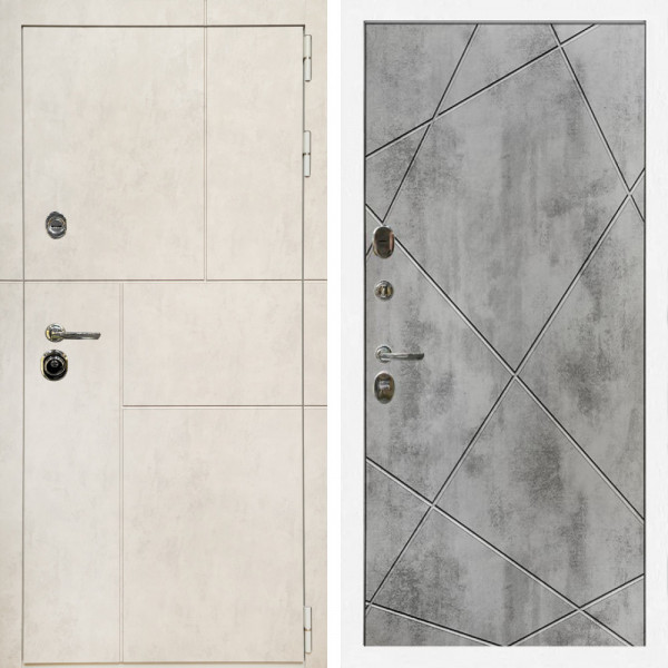 Входная дверь Лофт Бетон Светлый + Лучи бетон светлый