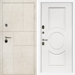 Входная дверь Лофт Бетон Светлый + МС-100 белый матовый