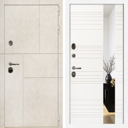 Входная дверь Лофт Бетон Светлый + Сити белый матовый