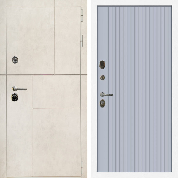 Входная дверь Лофт Бетон Светлый + Вертикаль Силк маус