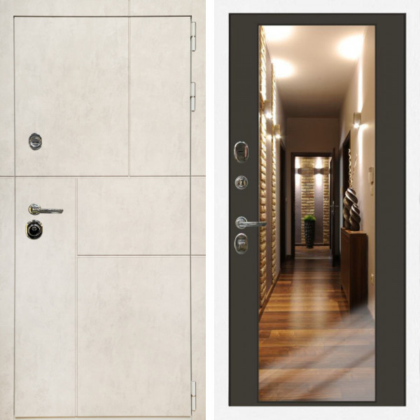 Входная дверь Лофт Бетон Светлый + Зеркало венге