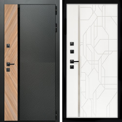 Входная дверь Оникс с стеклянной черной вставкой + Эверест нерж белый матовый