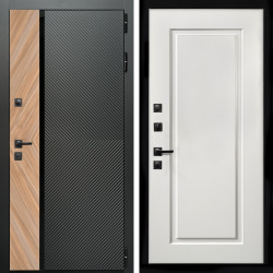 Входная дверь Оникс с стеклянной черной вставкой + ФЛ-119 белый матовый