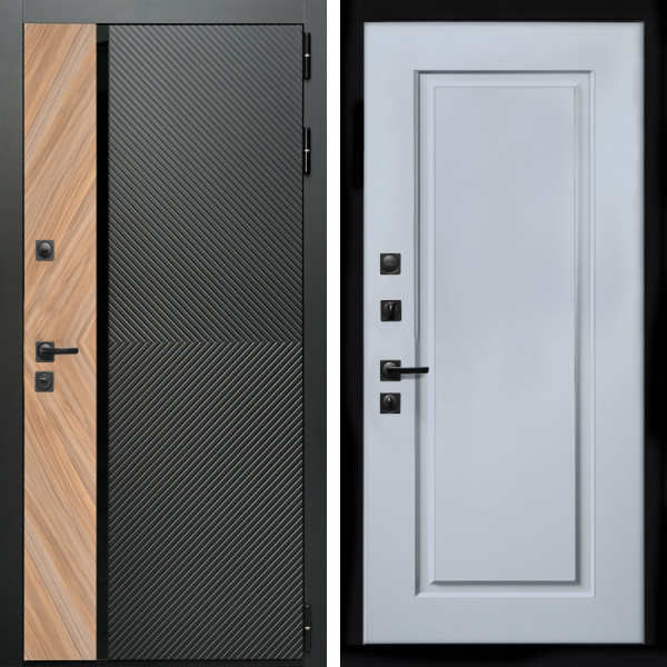 Входная дверь Оникс с стеклянной черной вставкой + ФЛ-119 силк маус