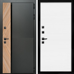 Входная дверь Оникс с стеклянной черной вставкой + Гладкая белый матовый