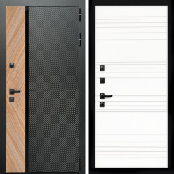 Входная дверь Оникс с стеклянной черной вставкой + Горизонт дуб кантри
