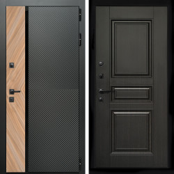 Входная дверь Оникс с стеклянной черной вставкой + Классика венге
