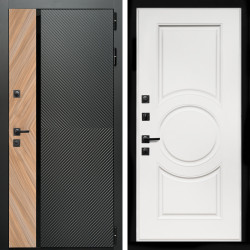 Входная дверь Оникс с стеклянной черной вставкой + МС-100 белый матовый