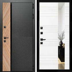 Входная дверь Оникс с стеклянной черной вставкой + Сити белый матовый