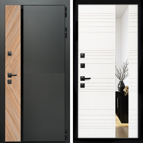 Входная дверь Оникс с стеклянной черной вставкой + Сити белый матовый