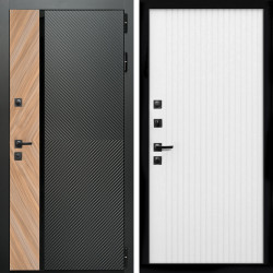 Входная дверь Оникс с стеклянной черной вставкой + Вертикаль белый матовый