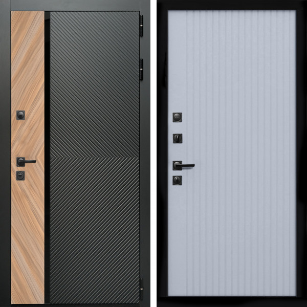 Входная дверь Оникс с стеклянной черной вставкой + Вертикаль Силк маус