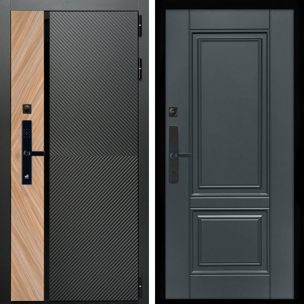Входная дверь Оникс SMART + ФЛ-117 с полосками графит