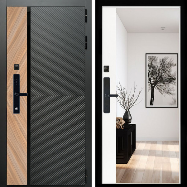 Входная дверь Оникс SMART + Зеркало панорама Белый софт