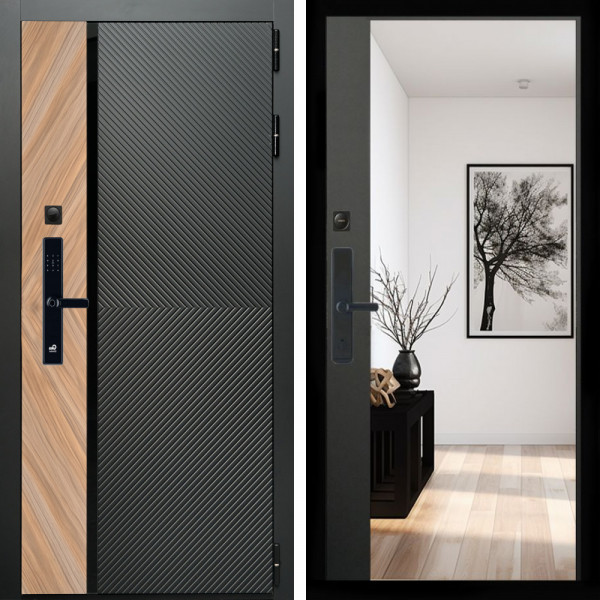 Входная дверь Оникс SMART + Зеркало панорама Черный кварц