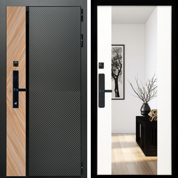 Входная дверь Оникс SMART + Зеркало сб-16 белый матовый