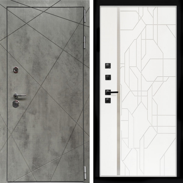Входная дверь Премиум Бетон Темный + Эверест нерж белый матовый