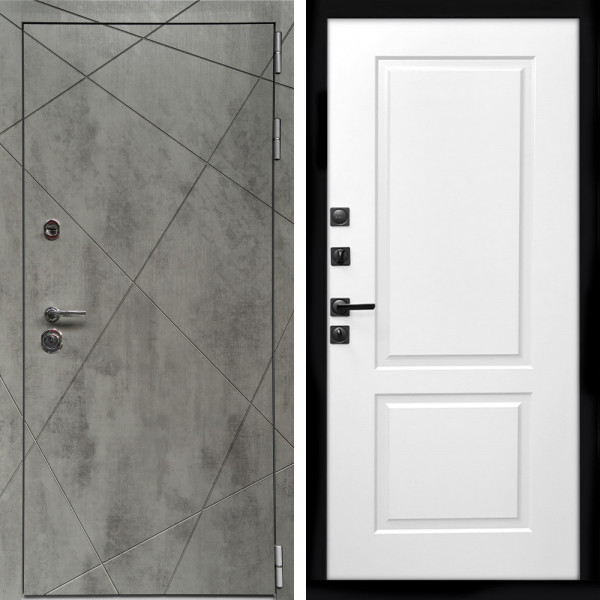Входная дверь Премиум Бетон Темный + ФЛ-117 белый матовый