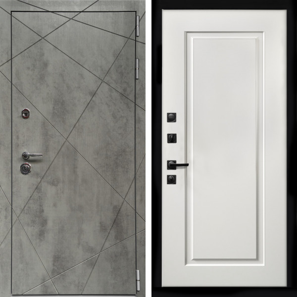 Входная дверь Премиум Бетон Темный + ФЛ-119 белый матовый