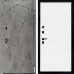 Входная дверь Премиум Бетон Темный + Гладкая белый матовый