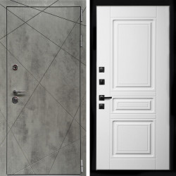 Входная дверь Премиум Бетон Темный + Классика белый матовый