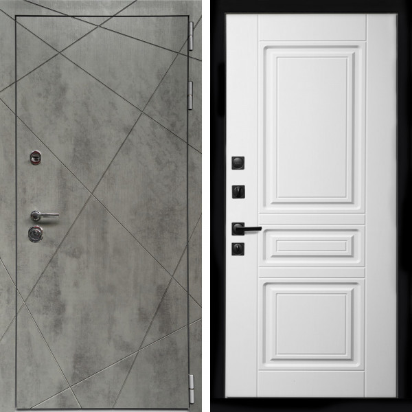 Входная дверь Премиум Бетон Темный + Классика белый матовый