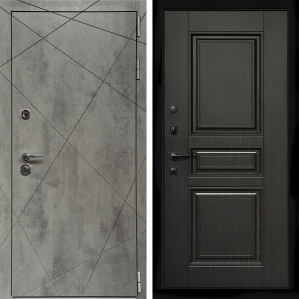 Входная дверь Премиум Бетон Темный + Классика венге