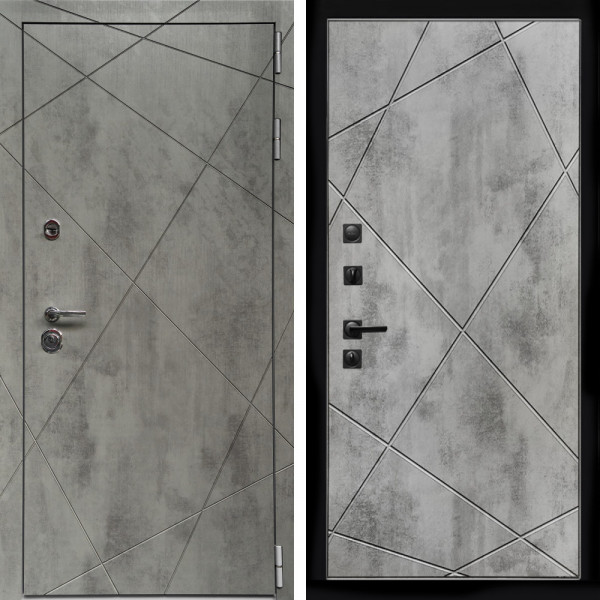Входная дверь Премиум Бетон Темный + Лучи бетон светлый
