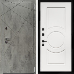 Входная дверь Премиум Бетон Темный + МС-100 белый матовый