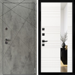 Входная дверь Премиум Бетон Темный + Сити белый матовый