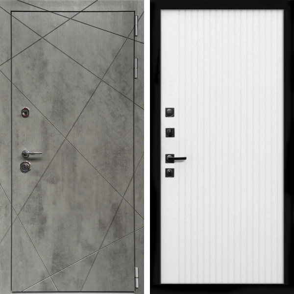 Входная дверь Премиум Бетон Темный + Вертикаль белый матовый