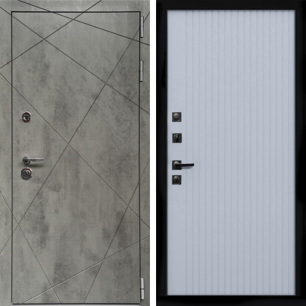 Входная дверь Премиум Бетон Темный + Вертикаль Силк маус