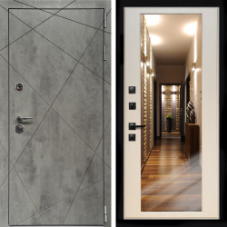 Входная дверь Премиум Бетон Темный + Зеркало эко дуб