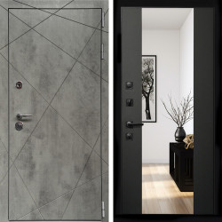 Входная дверь Премиум Бетон Темный + Зеркало сб-16 черный кварц