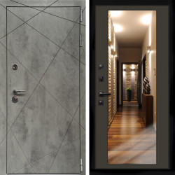 Входная дверь Премиум Бетон Темный + Зеркало венге