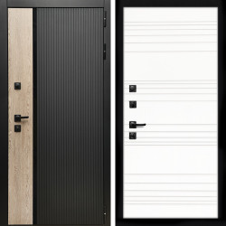 Входная дверь Престиж с стеклянной черной вставкой + Горизонт дуб кантри