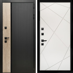 Входная дверь Престиж с стеклянной черной вставкой + Лучи белый