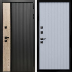 Входная дверь Престиж с стеклянной черной вставкой + Вертикаль Силк маус
