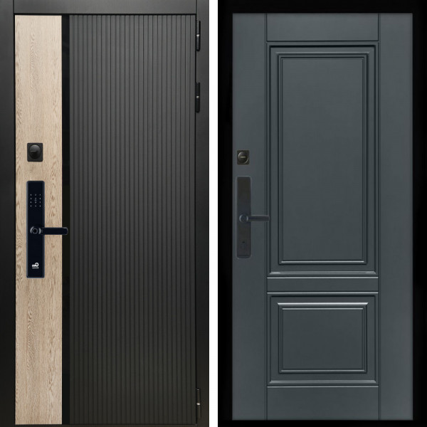 Входная дверь Престиж SMART + ФЛ-117 с полосками графит