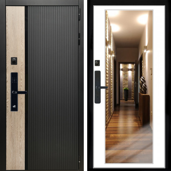 Входная дверь Престиж SMART + Зеркало белый софт