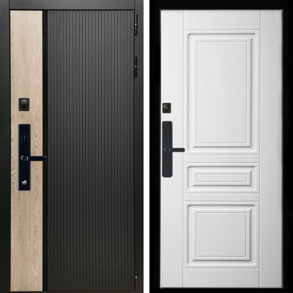 Входная дверь Престиж СО Стеклом SMART + Классика белый матовый