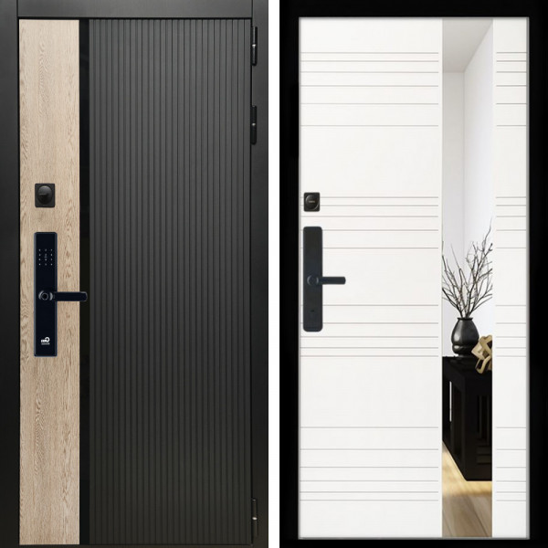 Входная дверь Престиж СО Стеклом SMART + Сити белый матовый