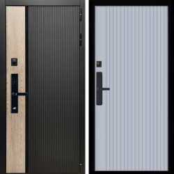 Входная дверь Престиж СО Стеклом SMART + Вертикаль Силк маус