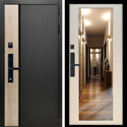 Входная дверь Престиж СО Стеклом SMART + Зеркало эко дуб