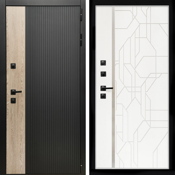 Входная дверь Престиж + Эверест нерж белый матовый