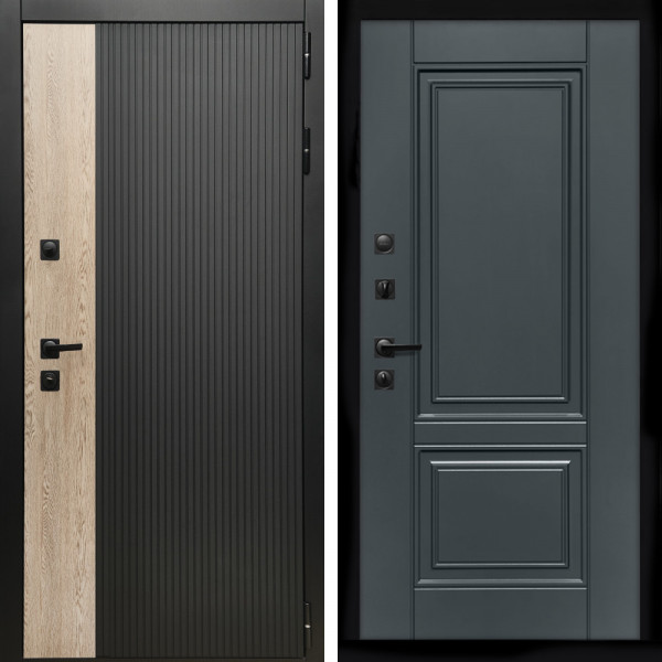 Входная дверь Престиж + ФЛ-117 с полосками графит